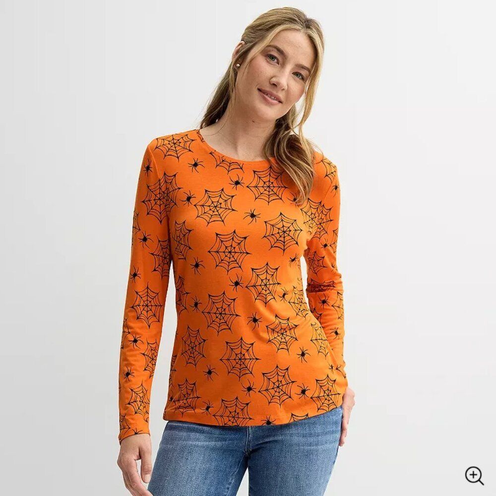 Halloween Long Sleeve T-Shirt | Large | Webs Teacher Spirit Week NEW